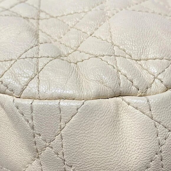 Auth DIOR/ChristianDior Dior Soft/Canage Stitching Cream Leather Shoulder Bag - Picture 8 of 16